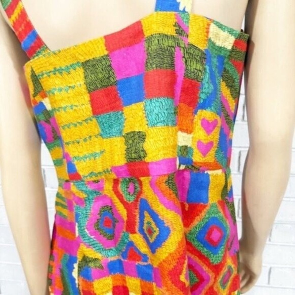 Farm Rio Mixed Patchwork Geometric Button Front M… - image 9